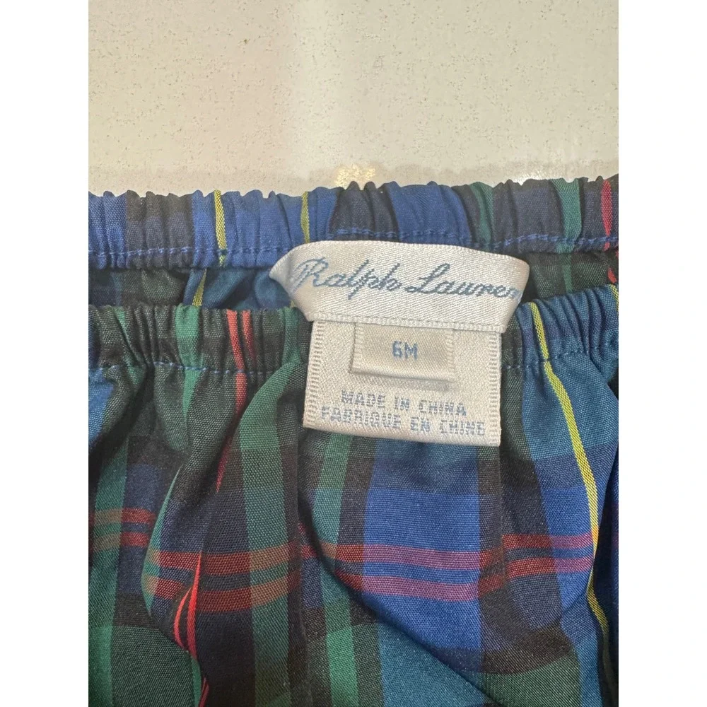 Ralph Lauren Baby Bloomers Diaper Cover Plaid Holiday 6M Blue Green NWT